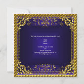 Quinceanera 15e Diepblauwe Gouden Diamant Tiara Kaart (Achterkant)