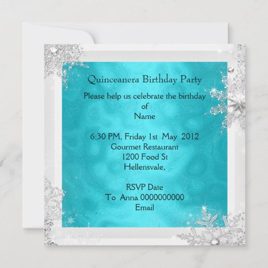 Quinceanera 15e Elite Elegant Birthday Party Kaart (Achterkant)