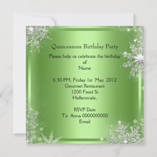 Quinceanera 15e Elite Elegant Birthday Party Kaart (Achterkant)