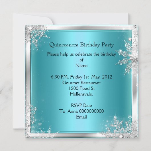 Quinceanera 15e Elite Princess Birthday Party Kaart (Achterkant)