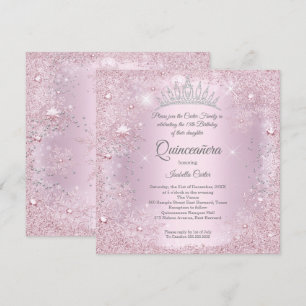 Quinceanera 15e Feestje Blush Roze Sneeuwvlok Wint Kaart