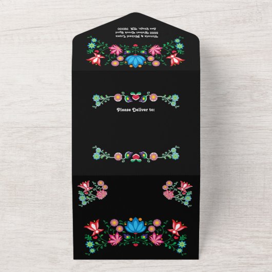 Quinceanera 15e Floral Verjaardagsfeest All In One Uitnodiging (Buitenkant)