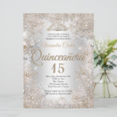 Quinceanera 15e foto Silver Beige Snowflake Kaart (Staand voorkant)