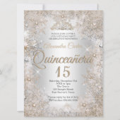Quinceanera 15e foto Silver Beige Snowflake Kaart (Voorkant)