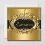 Quinceanera 15e Gold Black Girls Kaart (Voorkant)