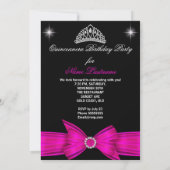 Quinceanera 15e Hot Pink Black Birthday Party 2 Kaart (Achterkant)