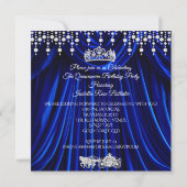 Quinceanera 15e Koninklijke Blauwe Koets Tiara Kaart (Achterkant)
