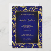 Quinceanera 15e marineblauw-goudblauw-Damaskazerne Kaart (Achterkant)