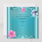 Quinceanera 15e Masker Blauwgroen Blauw Roze Zilve Kaart (Achterkant)