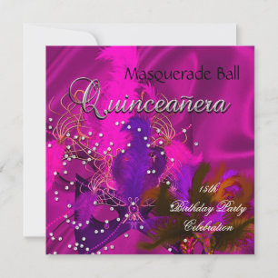 Quinceanera 15e Masquerade Paarse roze maskers Kaart