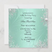 Quinceanera 15e Mint Silver Birthday Party Kaart (Achterkant)