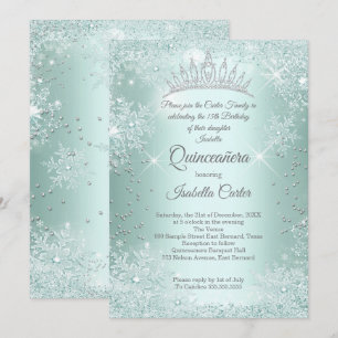 Quinceanera 15e Mintgroene Sneeuwvlok Winter Kaart