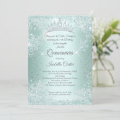 Quinceanera 15e Munt Blauwgroen Snowflake Winter Kaart (Staand voorkant)