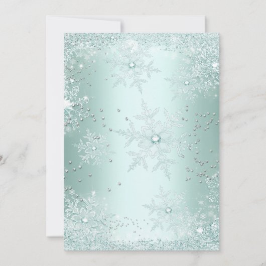 Quinceanera 15e Munt Blauwgroen Snowflake Winter Kaart (Achterkant)
