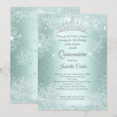 Quinceanera 15e Munt Blauwgroen Snowflake Winter Kaart (Voorkant / Achterkant)