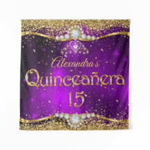 Quinceanera 15e Paarse goudConfetti