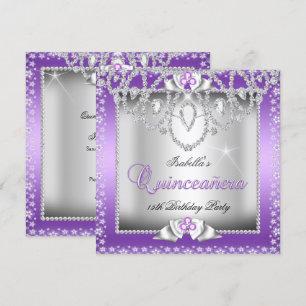 Quinceanera 15e Paarse Silver Diamond Tiara Kaart