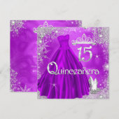 Quinceanera 15e Paarse Silver Snowflakes Party 2 Kaart (Voorkant / Achterkant)