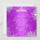Quinceanera 15e Paarse Silver Snowflakes Party 2 Kaart (Achterkant)