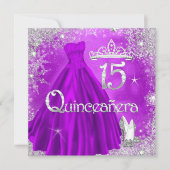 Quinceanera 15e Paarse Silver Snowflakes Party 2 Kaart (Voorkant)
