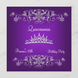 Quinceanera 15e Paarse Zwarte Diamanten Tiara Kaart
