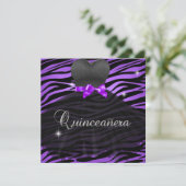 Quinceanera 15e Paarse zwarte Zebra jurk Kaart (Staand voorkant)