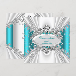 Quinceanera 15e Prinses Teal Tiara Diamanten Kaart