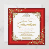 Quinceanera 15e Red Gold White Pearl Tiara Foto Kaart (Voorkant)