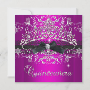 Quinceanera 15e Roze Paars Glitter Tiara Black Kaart