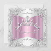 Quinceanera 15e roze witte zilver Tiara Kaart (Voorkant)