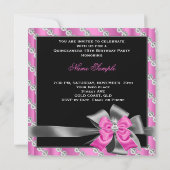 Quinceanera 15e roze zilver grijze Bow Diamonds 2 Kaart (Achterkant)