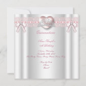 Quinceanera 15e Roze Zilver Hart Diamanten 2 Kaart (Achterkant)
