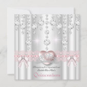 Quinceanera 15e Roze Zilver Hart Diamanten 2 Kaart (Voorkant)
