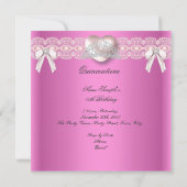 Quinceanera 15e roze zilver hartdiamant 3 kaart (Achterkant)