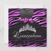 Quinceanera 15e Tiara Hot Pink Black Zebra Jurk Kaart (Voorkant)