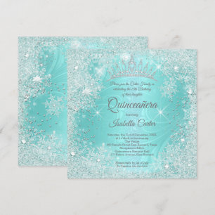 Quinceanera 15e Turquoise Sneeuwvlok Winter Wonder Kaart