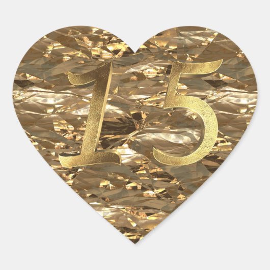 Quinceanera 15e verjaardag 15e Jubileum Gold Hart Sticker (Voorkant)