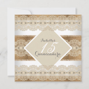 Quinceanera 15e verjaardag beige kant Jute 2 Kaart