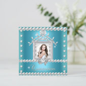 Quinceanera 15e verjaardag Blauwgroen Blauw Kaart (Staand voorkant)