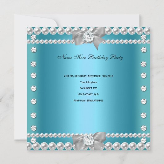 Quinceanera 15e verjaardag Blauwgroen Blauw Kaart (Achterkant)