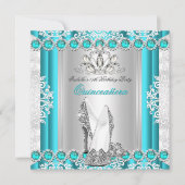 Quinceanera 15e verjaardag Blauwgroen blauwe hakke Kaart (Voorkant)