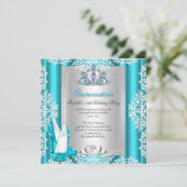 Quinceanera 15e verjaardag Blauwgroen blauwe hakke Kaart (Staand voorkant)