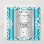 Quinceanera 15e verjaardag Blauwgroen blauwe hakke Kaart (Achterkant)