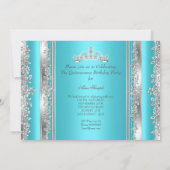 Quinceanera 15e verjaardag Blauwgroen Blue Silver  Kaart (Achterkant)