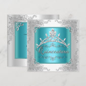 Quinceanera 15e verjaardag Blauwgroen Blue Silver Kaart (Voorkant / Achterkant)