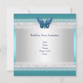 Quinceañera 15e Verjaardag Blauwgroen Witte kant F Kaart (Achterkant)