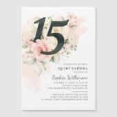 Quinceanera 15e verjaardag Bloemen Rustiek Modern Magnetische Uitnodiging (Voorkant)
