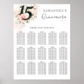 Quinceanera 15e verjaardag Bloemen Zitkaarten Poster (Voorkant)