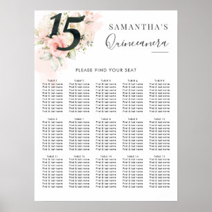 Quinceanera 15e verjaardag Bloemen Zitkaarten Poster