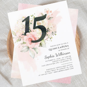 Quinceanera 15e verjaardag Bloemenfeest Uitnodigin